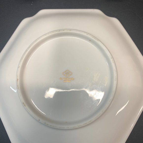 Otagiri White Yellow Iris Bouquet Gold Trim Platter - Picture 4 of 7